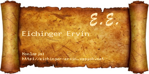Eichinger Ervin névjegykártya